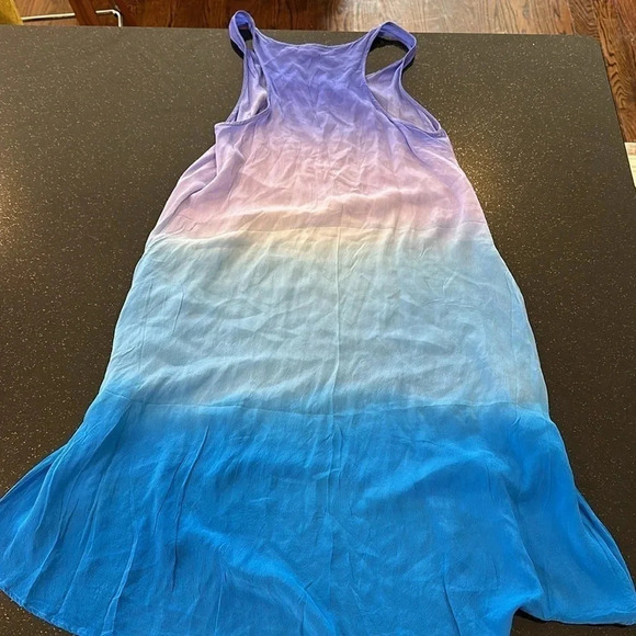 TOPSHOP 100% Silk Purple/Blue Ombré High/Low Razorback Dress Size US 4 - Picture 5 of 5